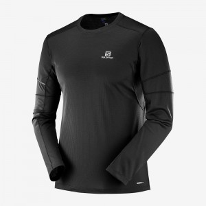 Salomon Agile Ls Tee M Férfi Felsők Fekete | 32481-ZXDJ