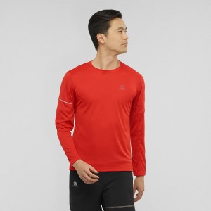 Salomon Agile Ls Tee M Férfi Felsők Piros | 20867-HQCI