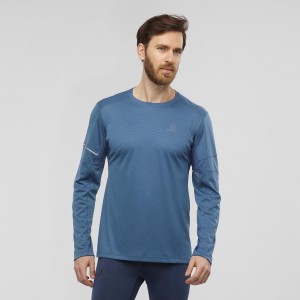 Salomon Agile Ls Tee M Férfi Felsők Sötétkék | 26489-BFAS