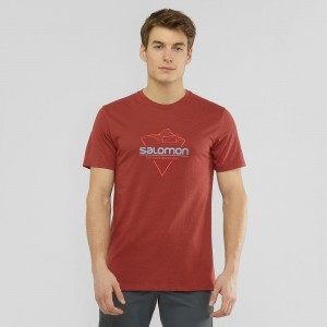 Salomon Blend Logo Tee M Férfi Póló Piros | 98370-NCUF