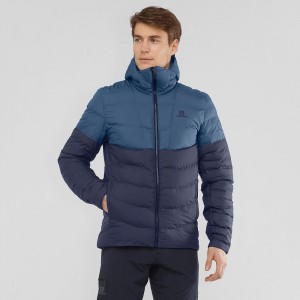 Salomon Essential Xwarm Insulated Férfi Kapucnis Pulóver Sötétkék | 68405-PSTZ