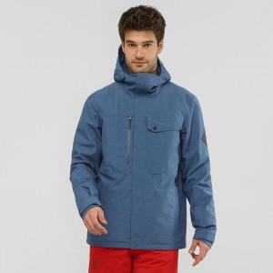 Salomon Powderstash Jacket M Férfi Síkabátok Sötétkék | 10659-HYLT