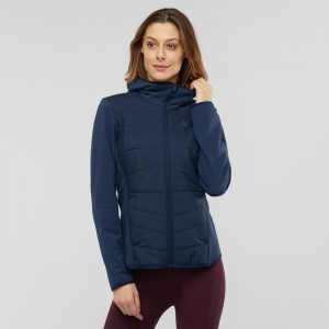 Salomon Radiant Hibrid Hoodie W Női Síkabátok Sötétkék | 04856-GSVF