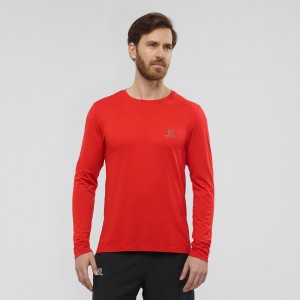 Salomon Sense Ls Tee M Férfi Felsők Piros | 89634-NBWE