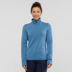 Salomon Warm Ambition Half Zip W Női Síkabátok Kék | 74138-HVYW