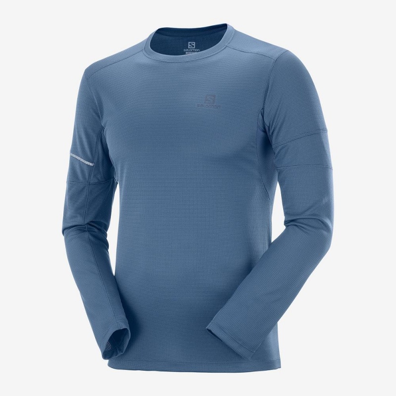 Salomon Agile Ls Tee M Férfi Felsők Sötétkék | 26489-BFAS