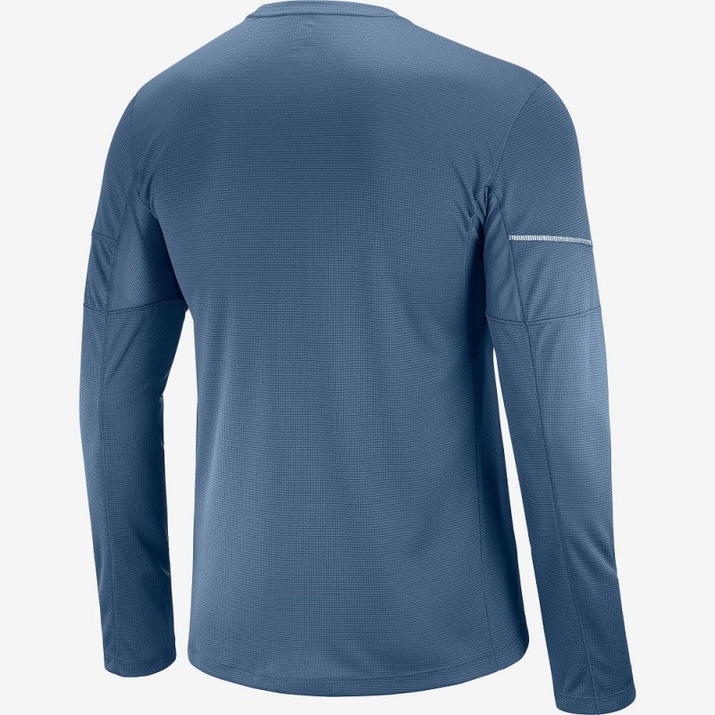 Salomon Agile Ls Tee M Férfi Felsők Sötétkék | 26489-BFAS