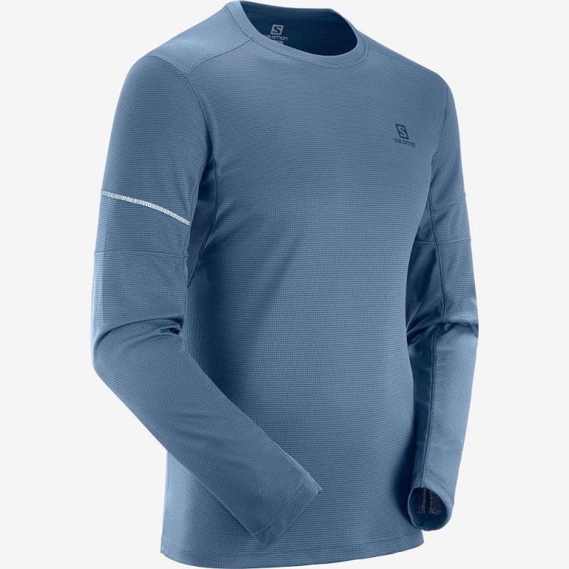 Salomon Agile Ls Tee M Férfi Felsők Sötétkék | 26489-BFAS