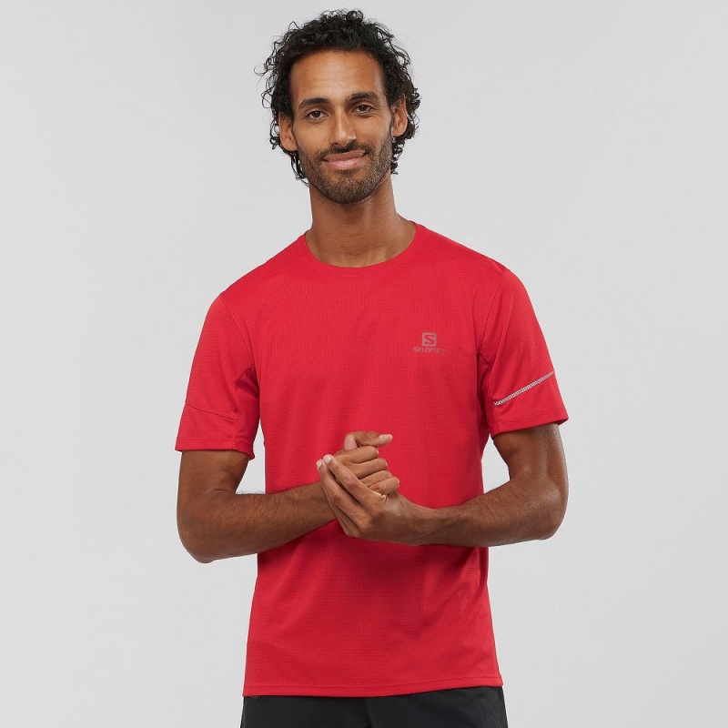 Salomon Agile Ss Tee M Férfi Felsők Piros | 27108-TSAH