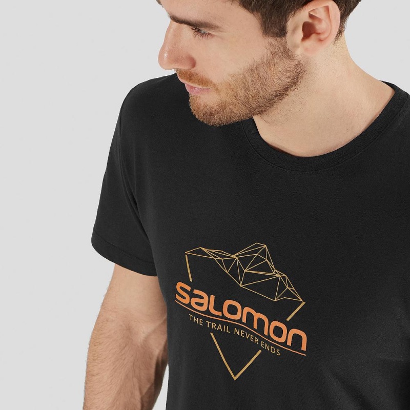 Salomon Blend Logo Tee M Férfi Póló Fekete | 84126-RKIQ