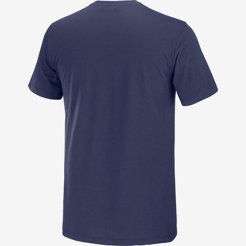 Salomon Blend Logo Tee M Férfi Póló Sötétkék | 76312-PDLC