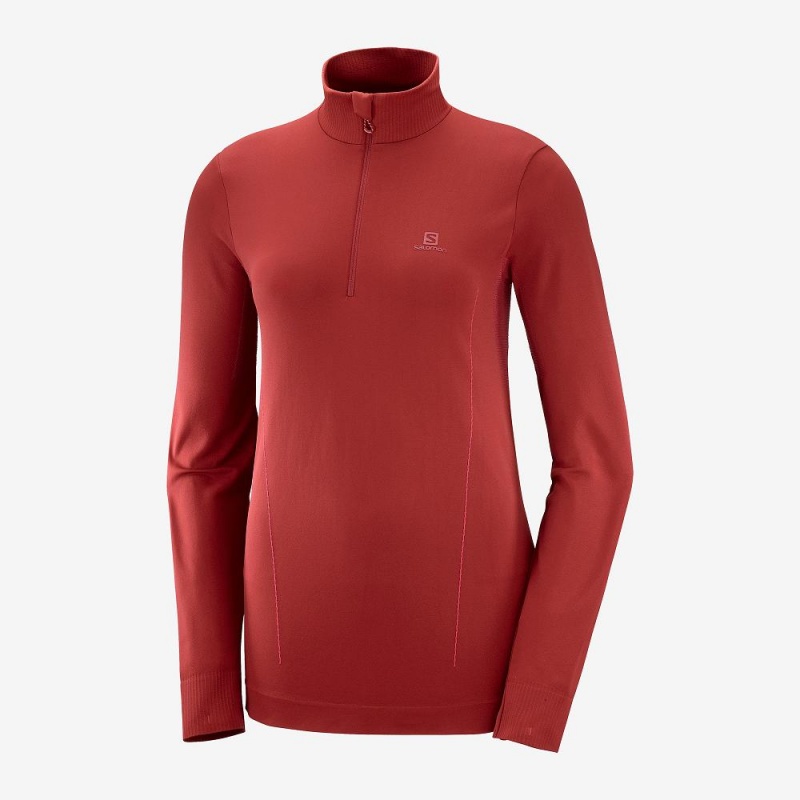 Salomon Essential Seamless Női Pulóver Piros | 84375-EZYQ