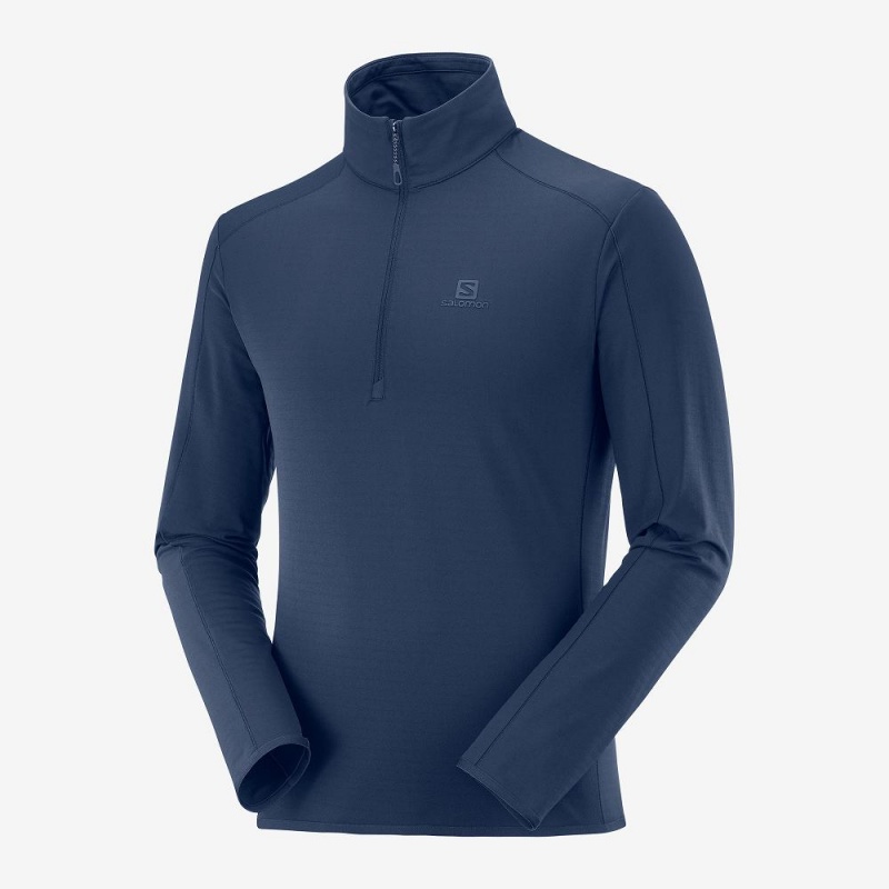 Salomon Outrack Half Zip Mid M Férfi Síkabátok Sötétkék | 76594-DSPO