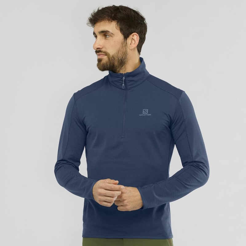 Salomon Outrack Half Zip Mid M Férfi Síkabátok Sötétkék | 76594-DSPO