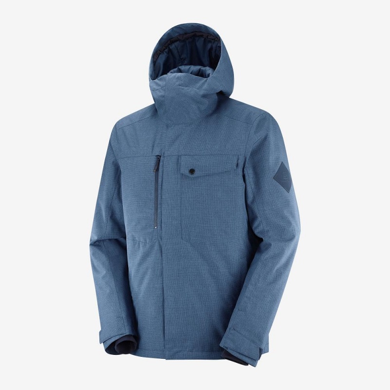 Salomon Powderstash Jacket M Férfi Síkabátok Sötétkék | 10659-HYLT