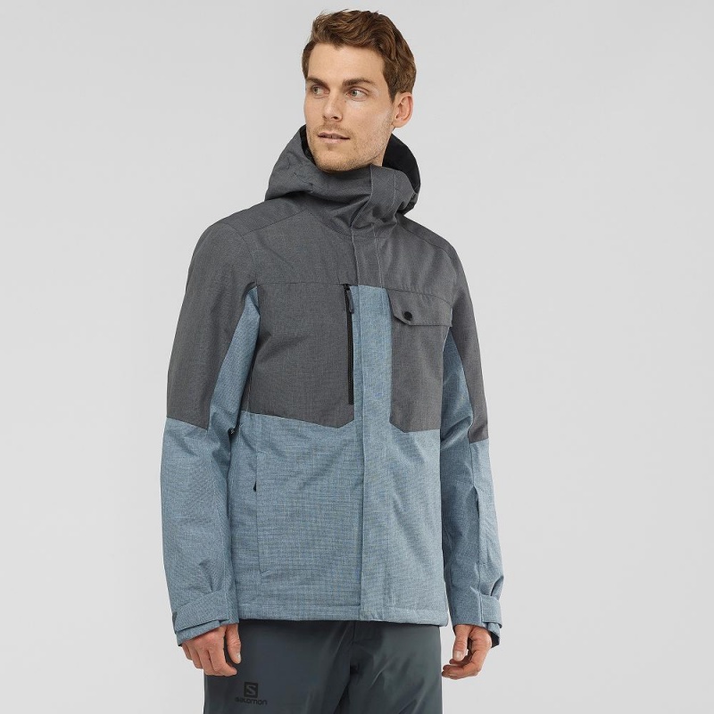 Salomon Powderstash Jacket M Férfi Síkabátok Kék | 34056-DUKS