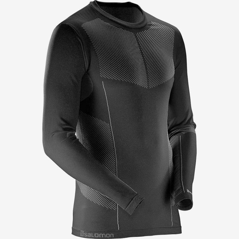 Salomon Primo Warm Seamless Tee M Férfi Felsők Fekete | 56129-BLXV