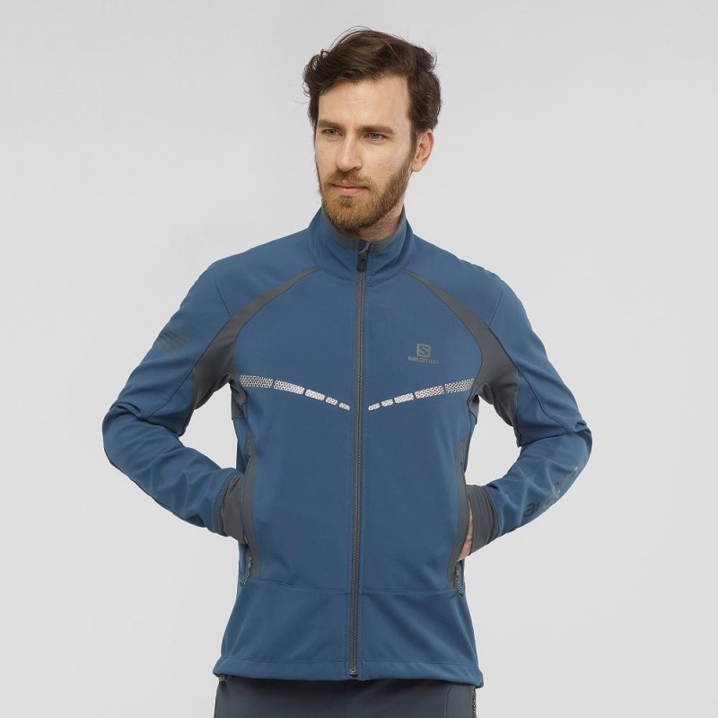 Salomon Rs Warm Softshell Jkt M Férfi Kabát Sötétkék | 94760-RNVL