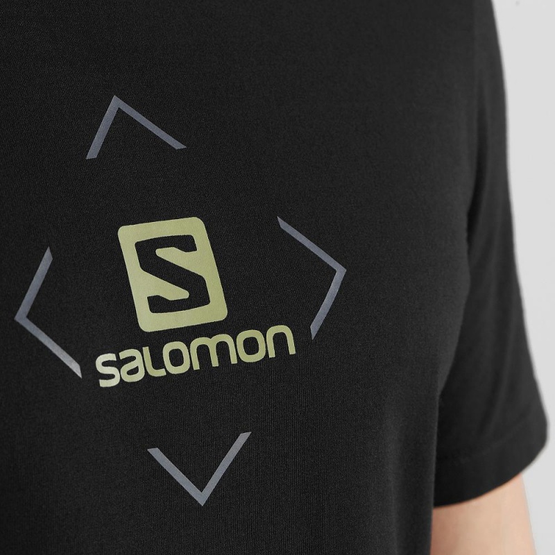 Salomon Salomon Pamut Tee M Férfi Póló Fekete | 89150-RQDO