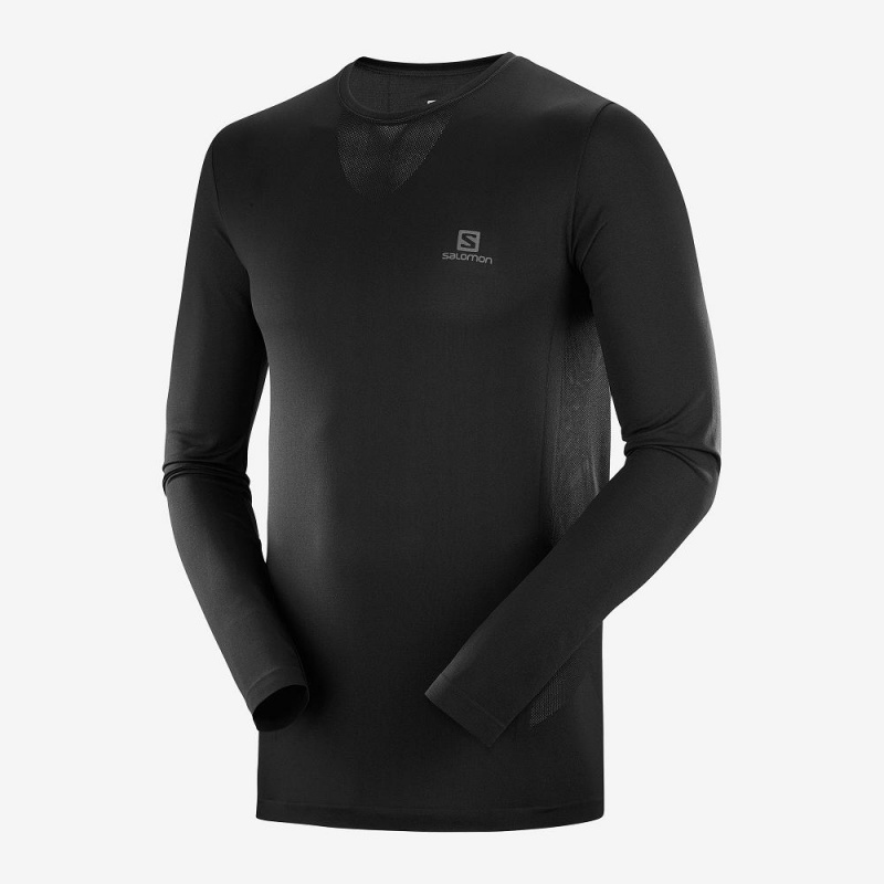 Salomon Sense Ls Tee M Férfi Felsők Fekete | 24386-SGFE