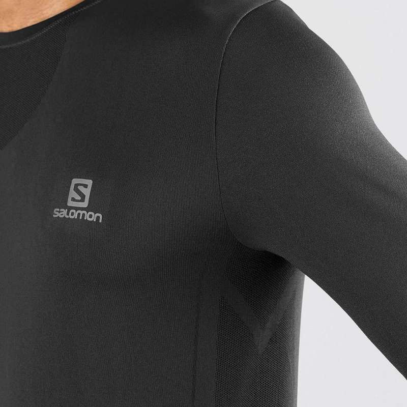 Salomon Sense Ls Tee M Férfi Felsők Fekete | 24386-SGFE