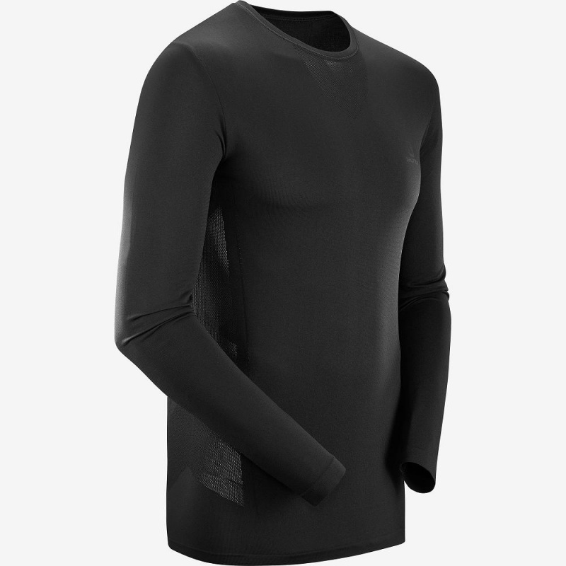 Salomon Sense Ls Tee M Férfi Felsők Fekete | 24386-SGFE