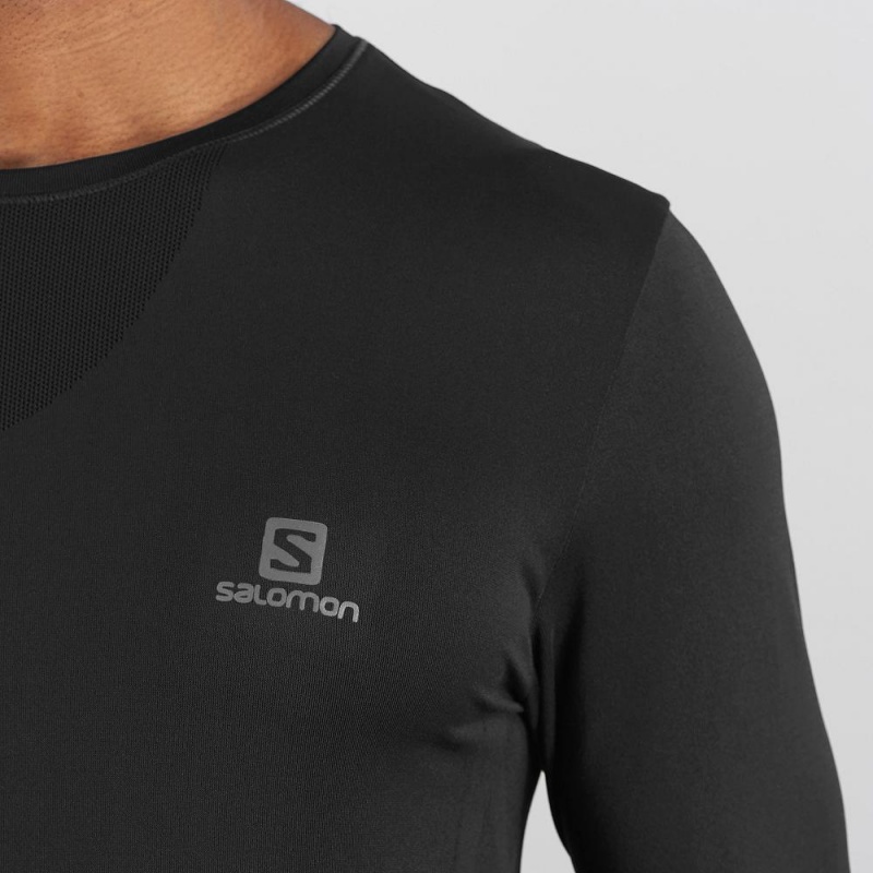 Salomon Sense Ls Tee M Férfi Felsők Fekete | 24386-SGFE