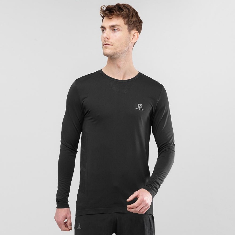 Salomon Sense Ls Tee M Férfi Felsők Fekete | 24386-SGFE