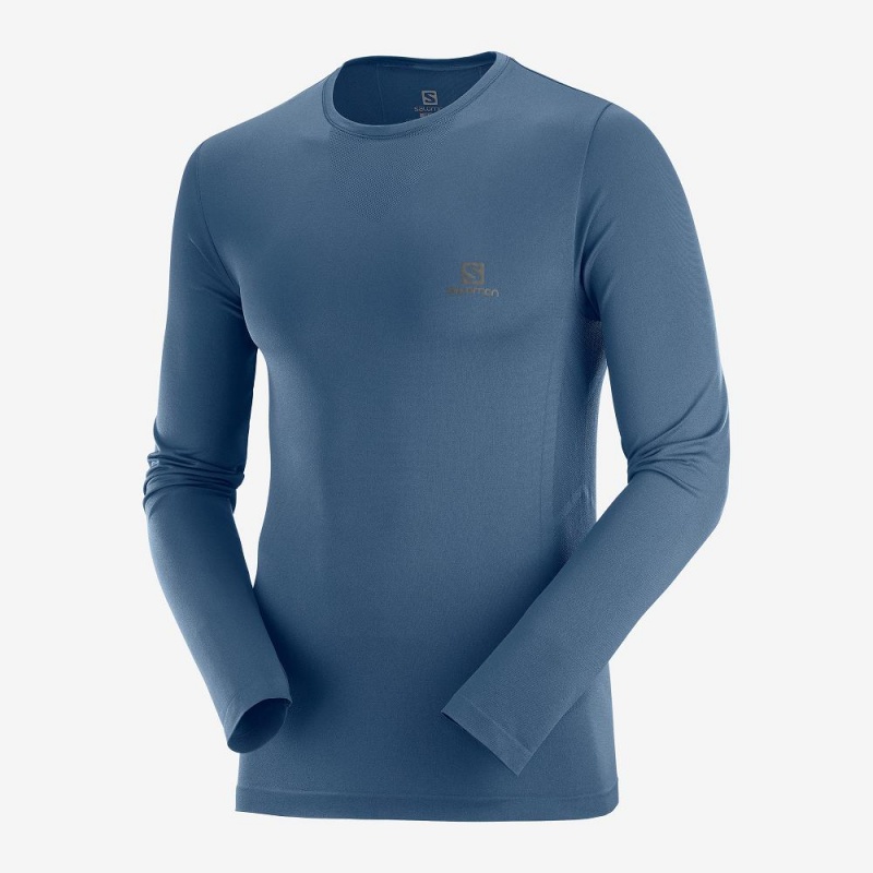 Salomon Sense Ls Tee M Férfi Felsők Sötétkék | 96238-SVMF