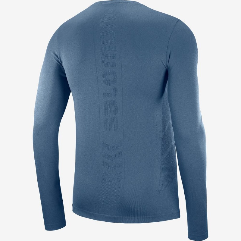 Salomon Sense Ls Tee M Férfi Felsők Sötétkék | 96238-SVMF