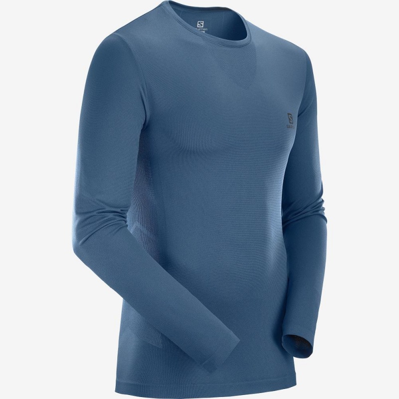 Salomon Sense Ls Tee M Férfi Felsők Sötétkék | 96238-SVMF