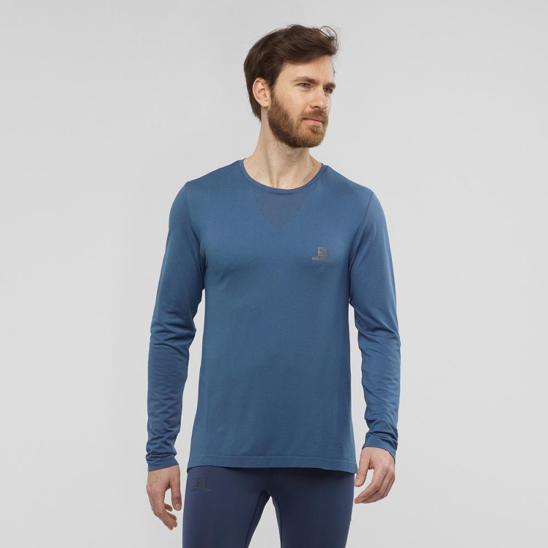 Salomon Sense Ls Tee M Férfi Felsők Sötétkék | 96238-SVMF