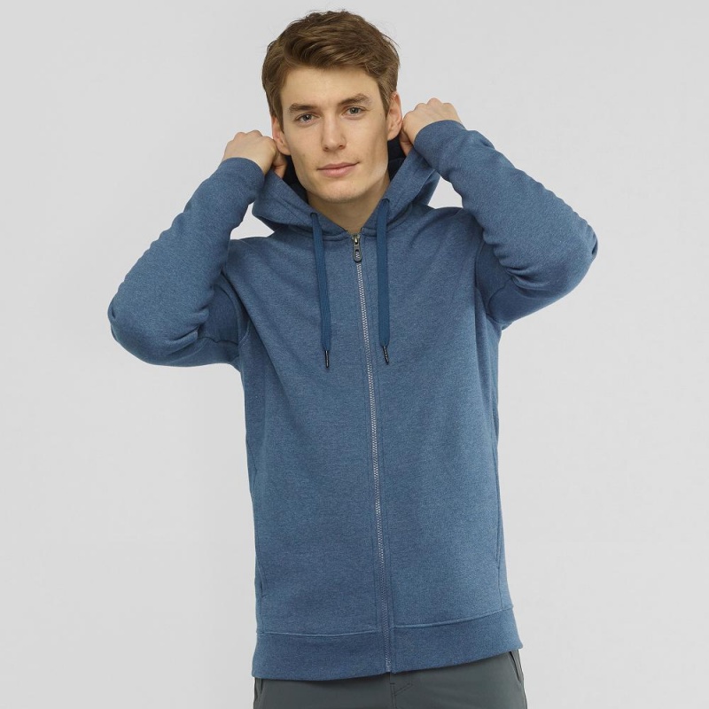 Salomon Shift Full Zip Hoodie M Férfi Futókabát Sötétkék | 93056-YQJL