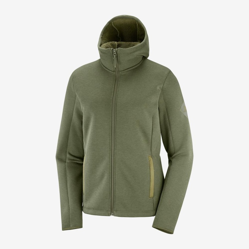 Salomon Snowshelter Fleece Hoodie W Női Síkabátok Zöld | 56302-ZVEL