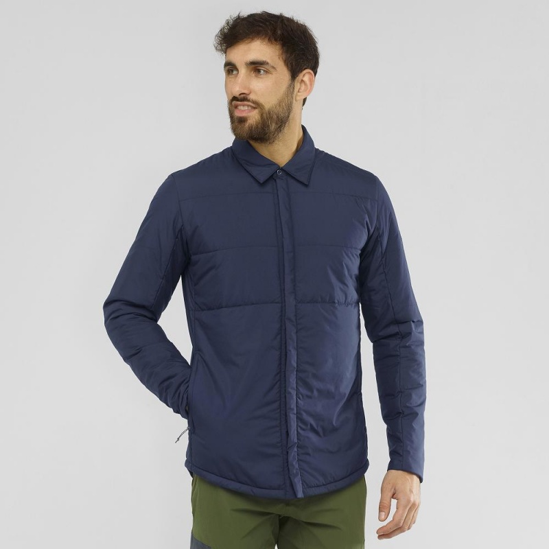 Salomon Snowshelter Insulated Shirt M Férfi Kabát Sötétkék | 70385-DJHY